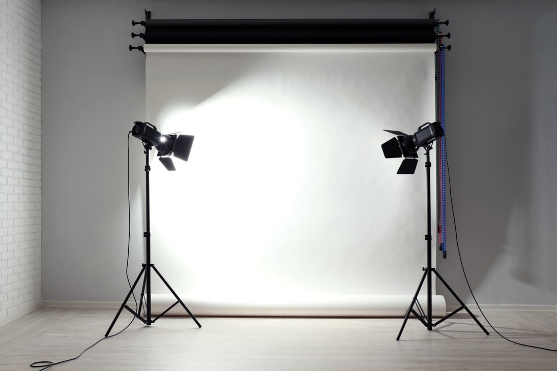 Empty Photo Studio with Lighting Equipment